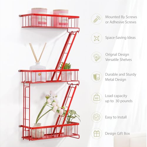 Fire Escape Wall Shelf Red (3 Count)