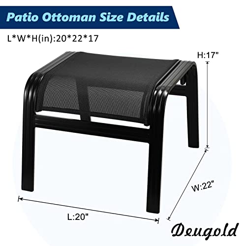 Patio Outdoor Ottoman Assembled Aluminum Footstools Small Seat Side Table Footrest for Balcony (2 Count)