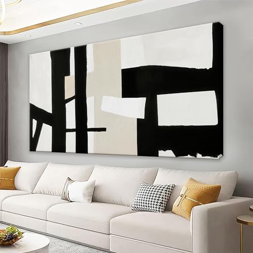 Abstract Black And White Wall Art Painting Canvas Art Wall Decor 20" x 40"