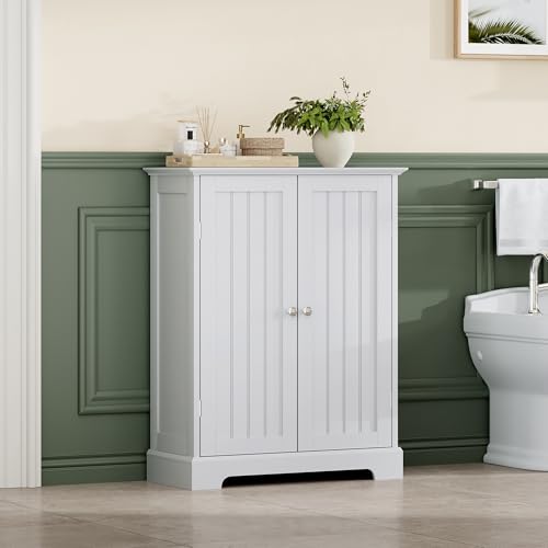 Bathroom Floor Cabinet with 2 Doors and Adjustable Shelves