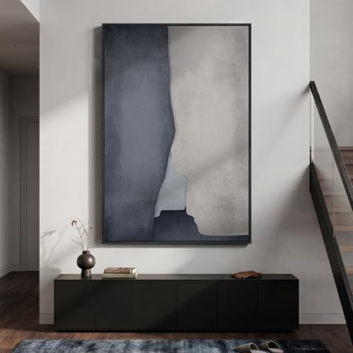 Extra Large Framed Blue Abstract Wall Art for Living Room