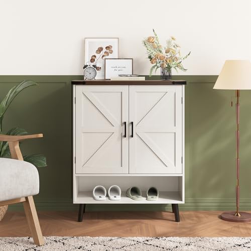 34" Tall Farmhouse Shoe Storage Cabinet with Barn Doors