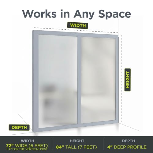 2 Panel Stationary Frosted Glass Partition Kit
