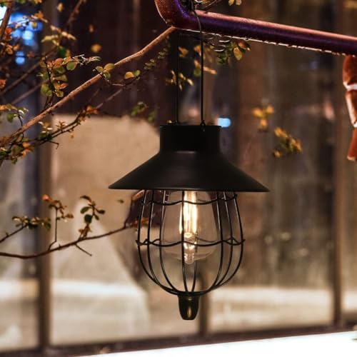 6 Pack Solar Lantern Hanging Waterproof Outdoor Metal Solar Lamp with Warm White Light Decorate for Yard Garden Pathway Patio Porch (6 Count)