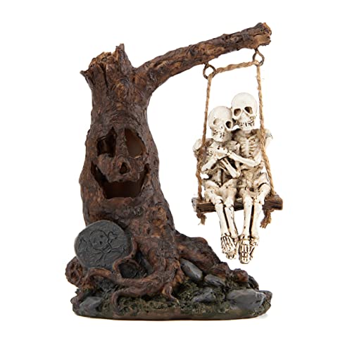 Halloween Skull Statue with Spooky LED Light for Home Indoor Decorations