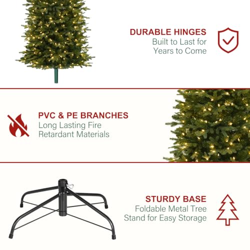 7.5 ft Prelit Pencil Christmas Tree with 400 Warm White LEDs