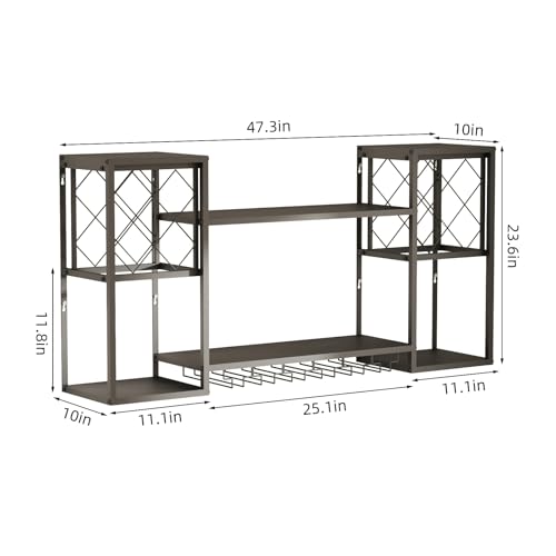 Wall Mounted Wine Rack with Glass Holder for Home Bar Storage