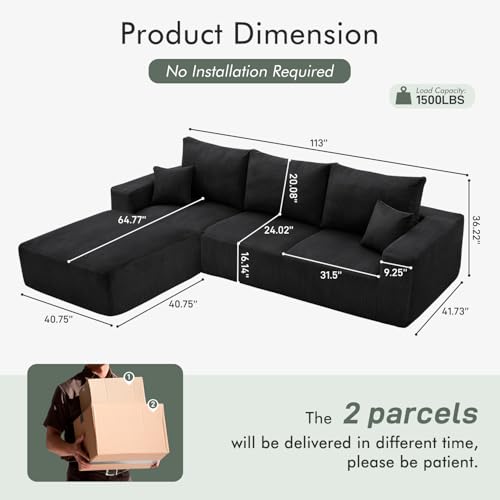 113" Modular Sectional Sofa Boneless L