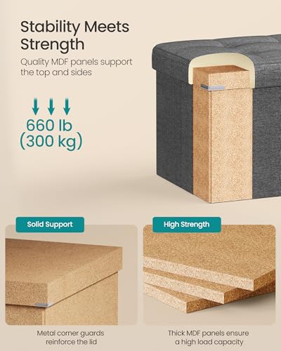 43.3 Inches Folding Storage Ottoman Bench