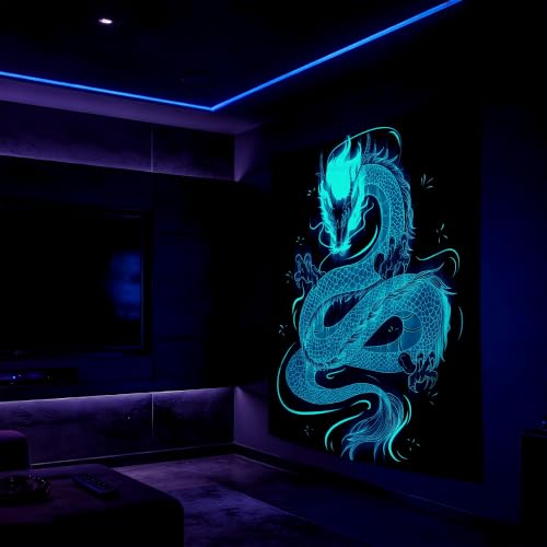 Blacklight Dragon Tapestry Wall Hanging 90"x70"
