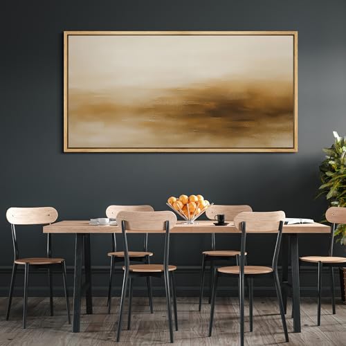 Extra Larg Framed Canvas Print Wall Art Minimalist Golden Brown Abstract Modern Neutral Illustrations Decorative Colorful for Bedroom