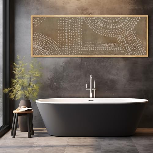 Large Framed Canvas Print Wall Art Abstract Dot Matrix Canvas Art in Earth Tones Antique Retro Fine Art Illustrations Decorative Colorful for Bedroom
