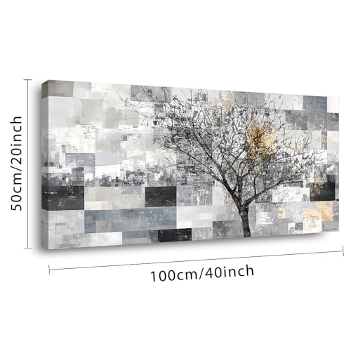 Modern Abstract Tree Wall Art for Living Room Black and White Canvas Painting Wall Art Large Nature Landscape Artwork Bedroom Office Home Decor