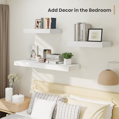 36 x 12 Deep Floating Shelves Wall Mounted Set of 2 White (2 Count)
