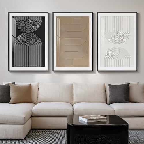 Framed Boho Neutral Abstract Wall Art for Living Room (3 Count)