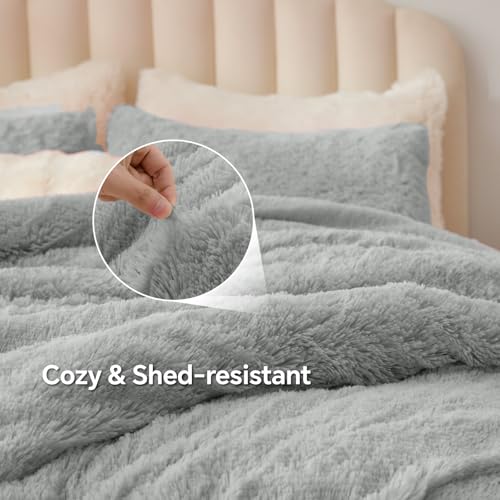 Grey Fluffy Comforter Set Twin