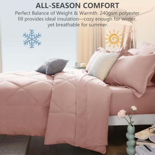 Queen Comforter Set 88"x88" Dusty Pink