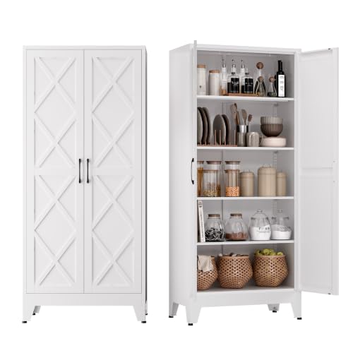Metal Kitchen Cabinet with 2 Door and 4 Adjustable Shelves