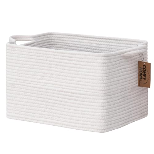 Cotton Rope Woven Basket with Handles for Shelves