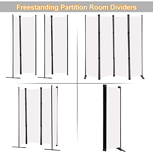 Indoor Room Divider 4 Panels 6Ft Tall Folding Privacy Screen White