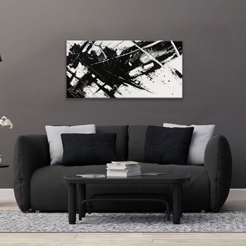 Abstract Black And White Wall Art Canvas Art Wall Decor 20" X 40"