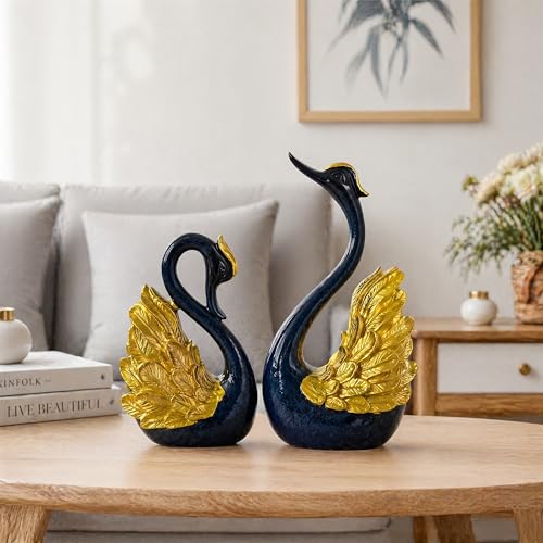 2pcs Swan Statues Couple's Home Decorations for Living Room Decor and Accessories