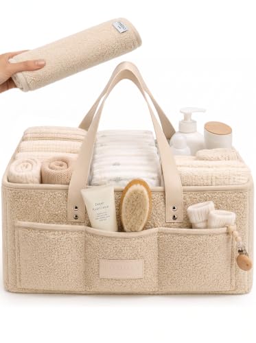 Baby Diaper Caddy Organizer with Waterproof Changing Pad