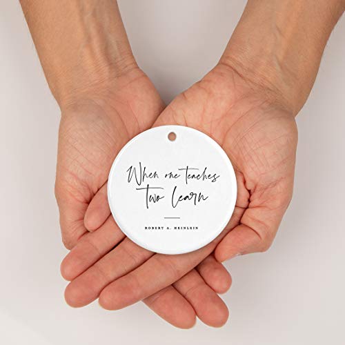 Round Ceramic Porcelain Christmas Tree Ornament for Teacher Thank You Appreciation Graduation Gift