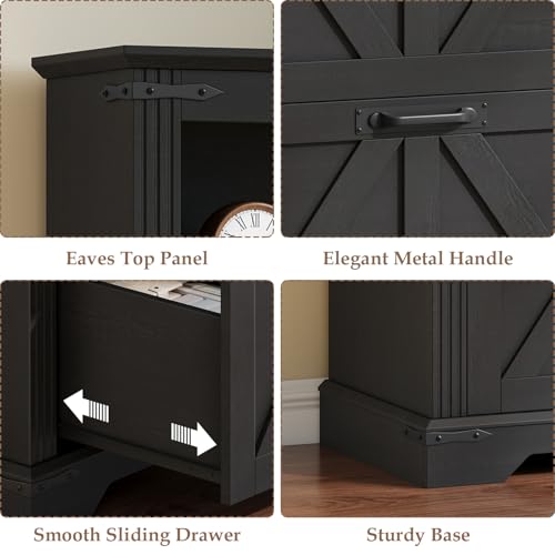 Farmhouse Bookshelf with 3 Large Drawers