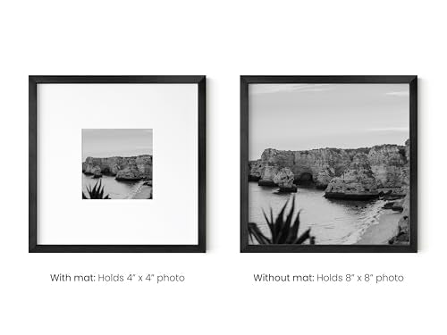 8x8 Black Metal Picture Frames Matted to 4x4 (4 Count)