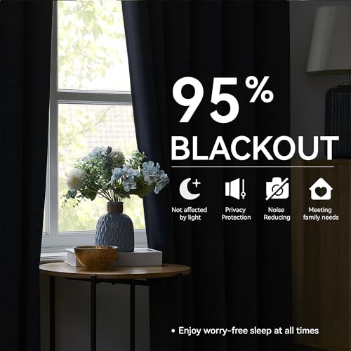 102 Inch Blue Curtains Blackout Drapes for Living Room (2 Count)