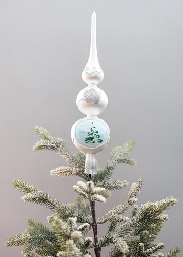 Christmas Blown Glass Tree Topper Mouth Blown Christmas Finials Tree Topper Elegant Hand Decorated Made in Poland