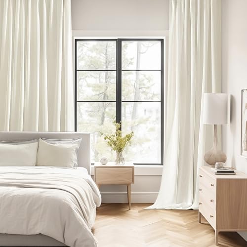 Cream Back Tab Blackout Curtains 52x102 Inch Long 2 Panels Set (2 Count)