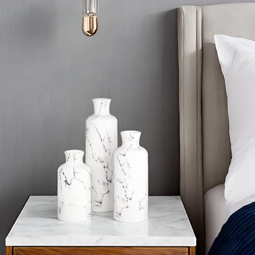White Marble Look Vases Home Decor (3 Count)