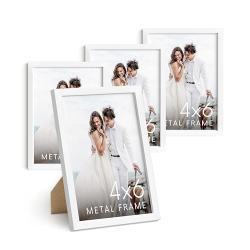 4x6 White Metal Picture Frames (4 Count)