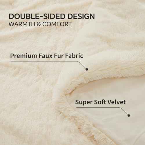 Cream White Fluffy Comforter Set Twin
