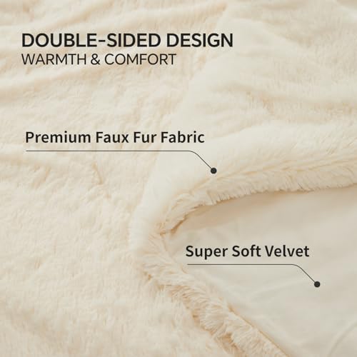 Cream White Fluffy Comforter Set Queen