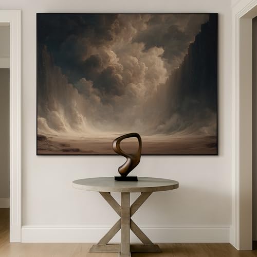 60"x72" Extra Large Framed Wall Art Dramatic Canyon Storm Cloudscape Illustration for Home Living Room Bedroom Decor