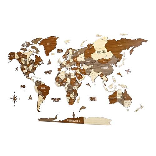 Multilayer 3D Wooden World Map