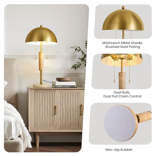 24" Modern Table Lamp for Living Room Gold Metal Nightstand Lamp with High