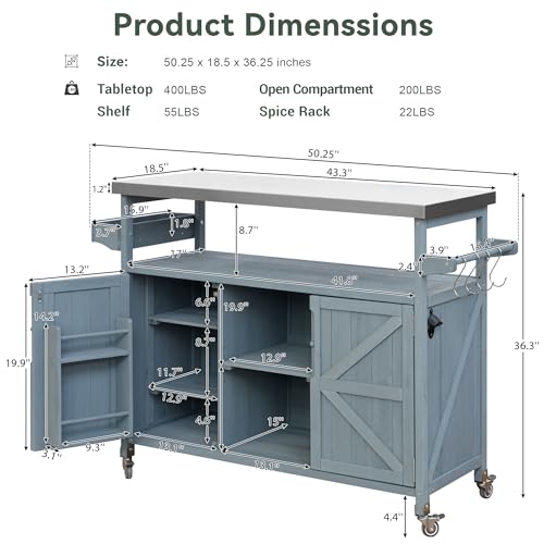 Outdoor Grill Table with Stainless Steel Top