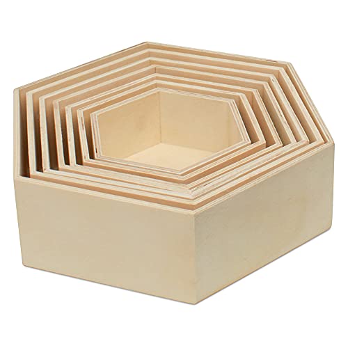Wooden Hexagon Floating Shelves with Backs (5 Count)