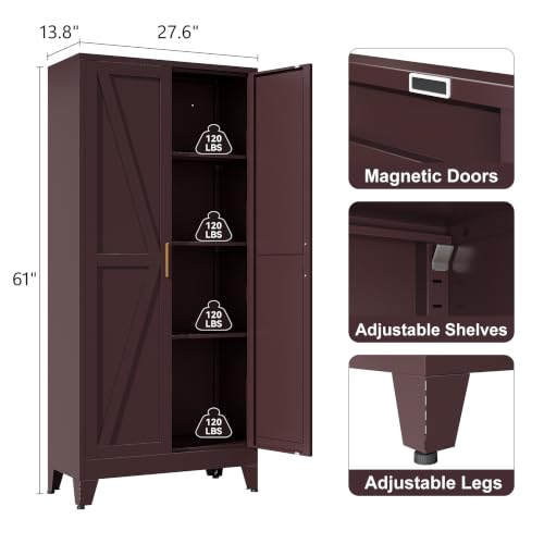 61" Tall Farmhouse Metal Pantry Cabinet