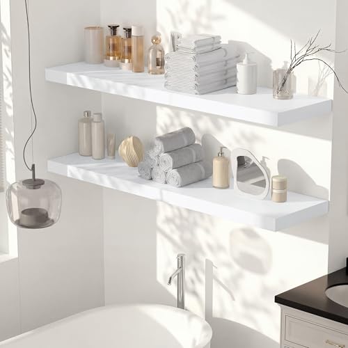 24 x 12 Deep Floating Shelves Wall Mounted Set of 1 White