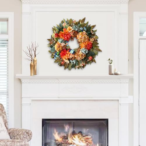 24 Inch Fall Hydrangea Peony Wreath Front Door Wreath