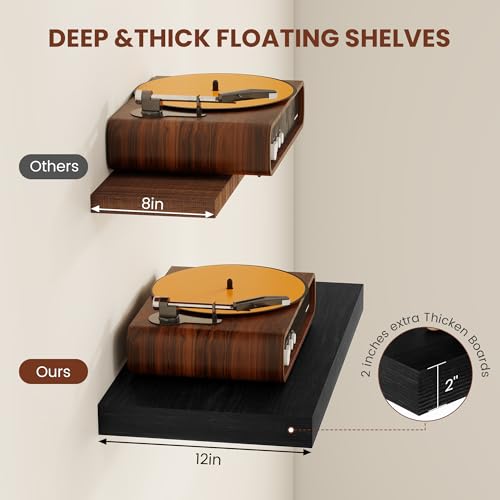 Deep Floating Shelves 48x12” Set of 2 (2 Count)