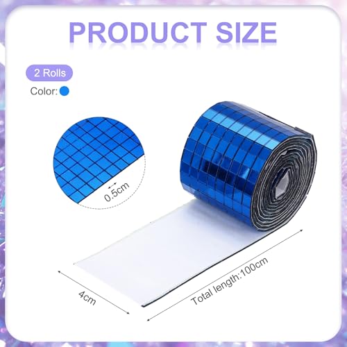 Self Adhesive Glass Mirror Mosaic Tiles 3200 Pcs 5 x 5 mm Disco Tiles for Craft Decoration Glass Mirror Disco Ball Blue 2 Pcs (2 Count)