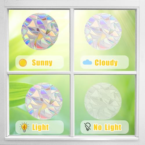 42 Pcs Round Rainbow Prism Window Stickers (6 Count)