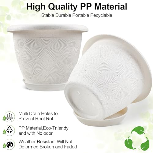 Plastic Flower Pots Planters For Indoor Plants (4 Count)