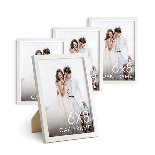 6x8 White Oak Wooden Picture Frame (4 Count)